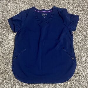 Navy Blue Short Sleeve Scrub Top